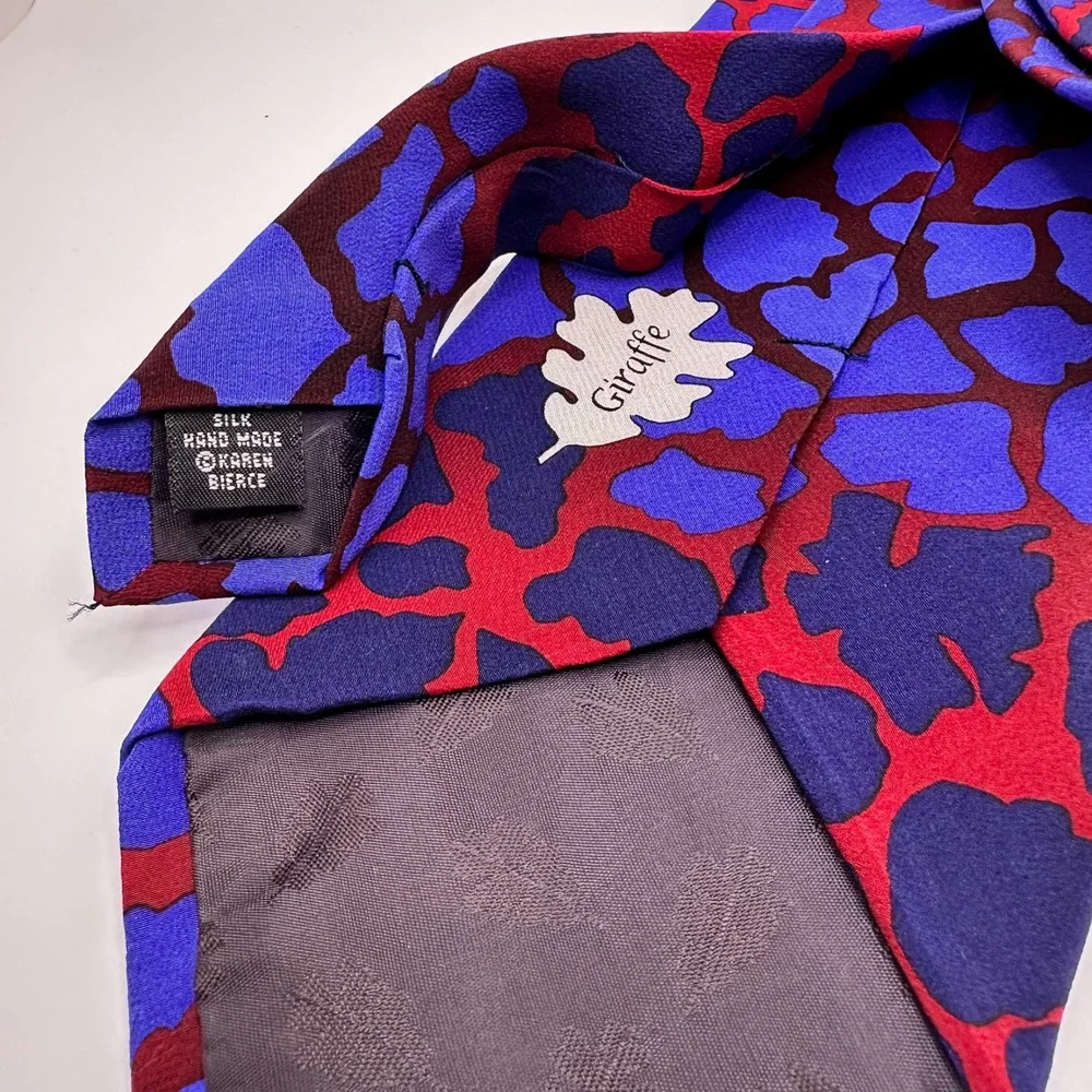 The Nature Conservancy Karen Bierce‎ Silk Giraffe Print Tie Purple Blue Red